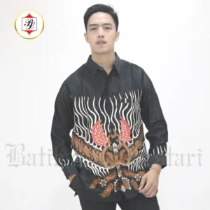 Batik Bali Lestari Kemeja Dobby Lengan Panjang Hitam