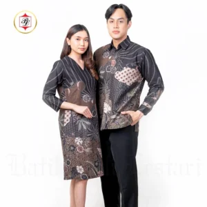 Batik Bali Lestari Kemeja Lengan Panjang Sarimbit Hitam