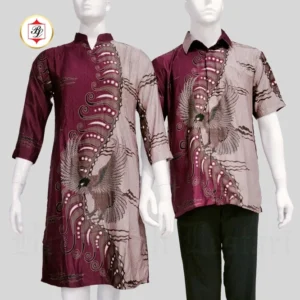 Batik Bali Lestari Kemeja Lengan Pendek Katun Dobby Sarimbit Merah