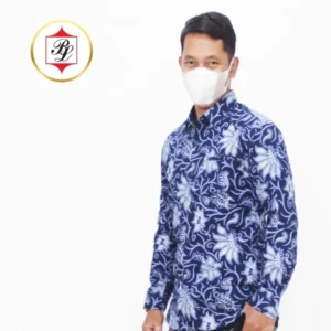 Batik Bali Lestari Kemeja Slimfit Lengan Panjang Biru