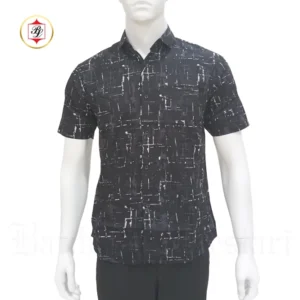 Batik Bali Lestari Kemeja Slimfit Lengan Pendek Hitam