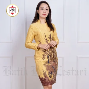Dress Batik Bali Lestari Batik Wanita Dobby Sarimbit Kuning