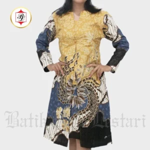 Dress Batik Bali Lestari Katun Foil / Prada Kuning